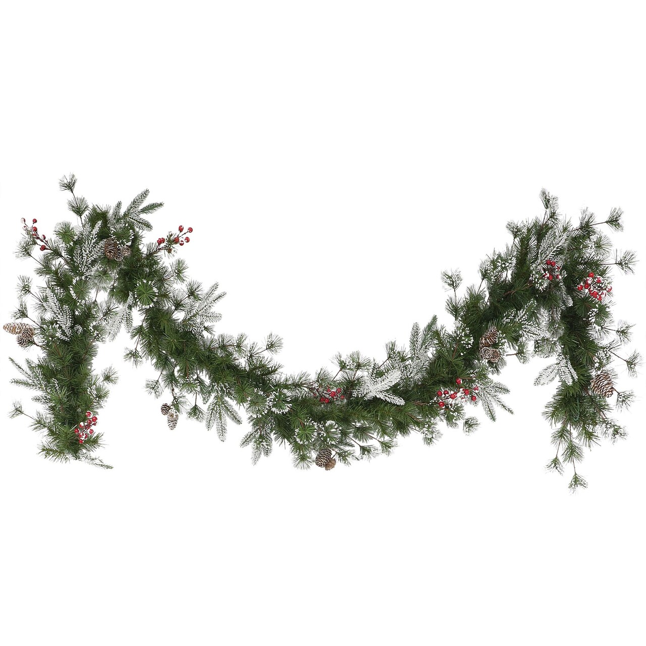 CC Christmas Decor Frosted Pine Cone and Berries Artificial Christmas Garland - 9' x 10" - Unlit